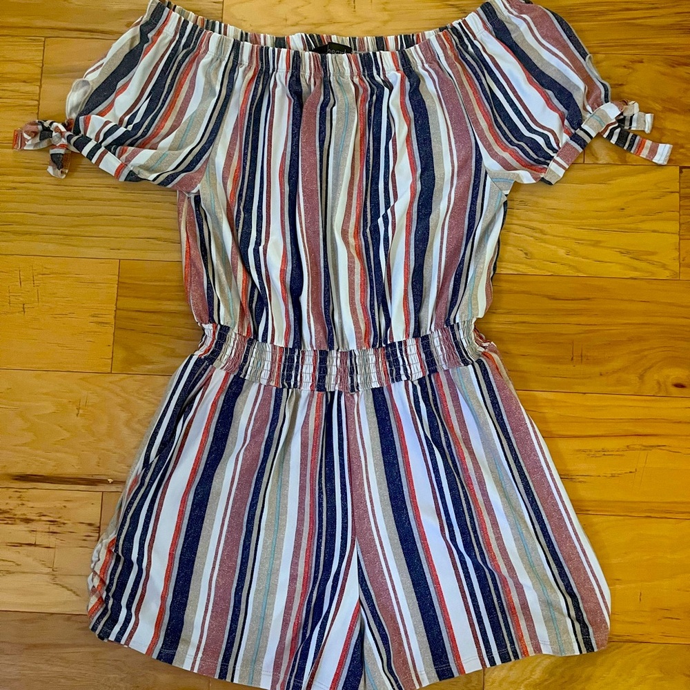 Derek Heart Striped Romper